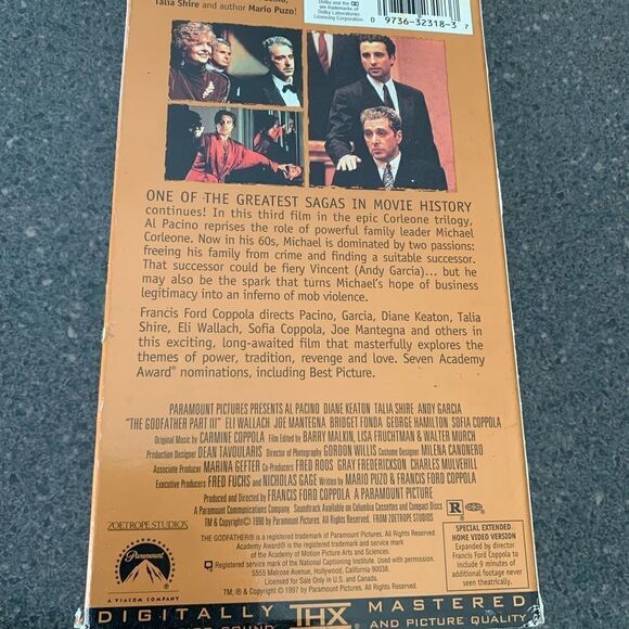 The Godfather Part III Final Director's Cut VHS 1990 Gold VCR Tapes Movie - Picture 7 of 7